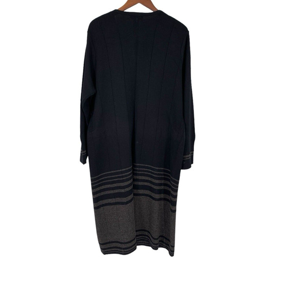 Deane & White Woman Long Cardigan Size 1X Plus Wool Blend Black Gray - Picture 3 of 8